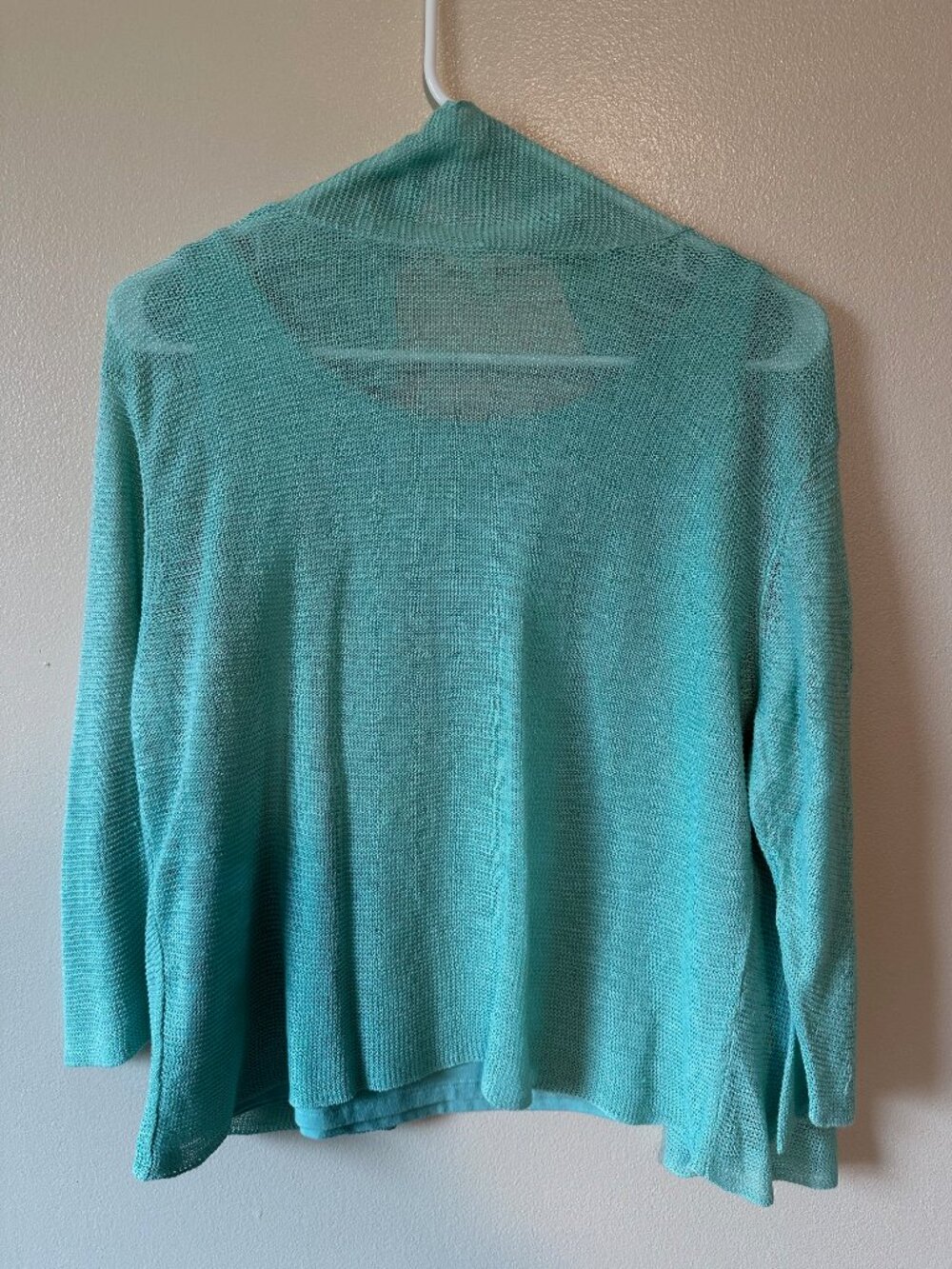 Eileen Fisher Cotton Tank and Linen Cardigan Set in Aqua size medium - Picture 2 of 10